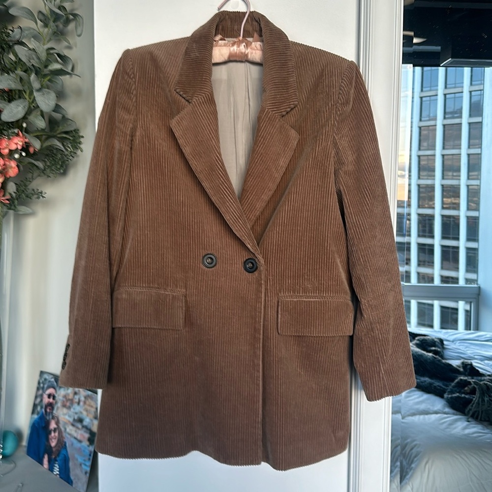 Wide wale corduroy tan Mango coat/blazer oversized
